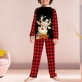 thumbnail image 5 of Conjunto De Pijamas De 2 Piezas Conjunto de pijama familiar de 2 piezas Conjunto informal de manga larga con estampado de alce y pantalones Traje diario Ygjytge Niño Rojo 9-10T para Niño, 5 of 5