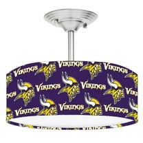 888 Cool Fans DR-0001355 Vikings NFL Football 2-Light Brushed Nickel Drum LED Lamp Fixture