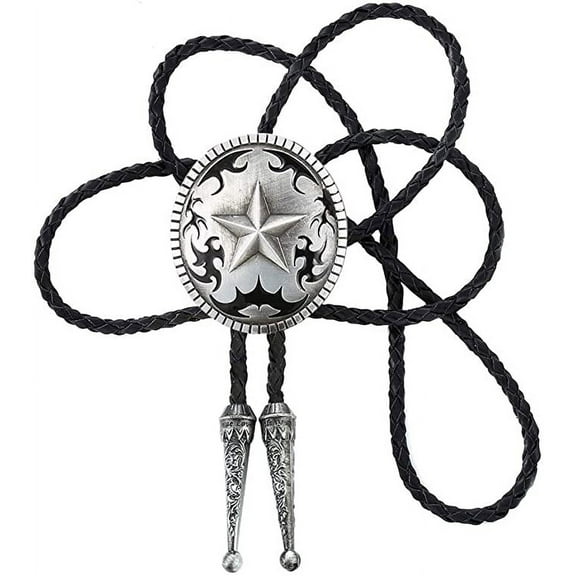 Vintage White Crack Triangle Bolo Tie for Men with Silver Bolo Tie Tips