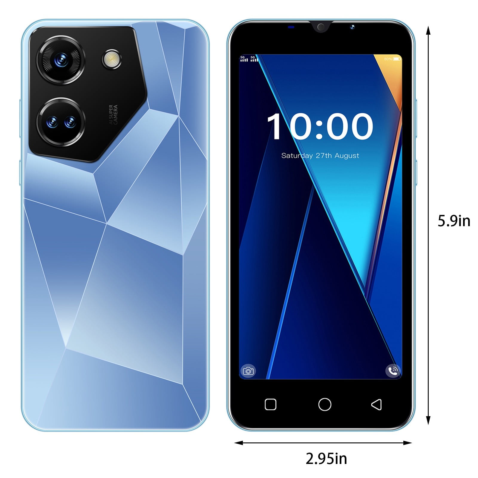FYTPOV Android Phone, 5.5 Inch Smartphone SIM Android Gaming HD Camera WIFI Portable Mobile Phone, Cell Phones Unlocked