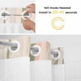 thumbnail image 3 of No Hook Shower Curtain with Snap in Liner, Light Green Pink Stripes Waterproof Fabric Bathroom Curtain Mesh Top Window, Low Saturation Colorful Pattern Shower Curtains 60x72in, 3 of 9