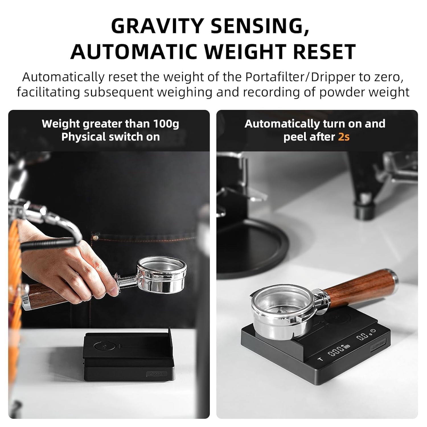 Mini Coffee Scale with Timer,Rechargeable Espresso Scale with Gravity Sensing,2kg/0.1g Precision Scale for Espresso&Pour-Over Coffee,Portable Digital Kitchen Scale, ES6029B-OS