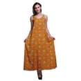 thumbnail image 1 of Bimba Robe Longue Sans Manches à Bretelles Spaghetti Imprimée Feuilles de Rayonne pour Femmes - Grande Taille, 1 of 5