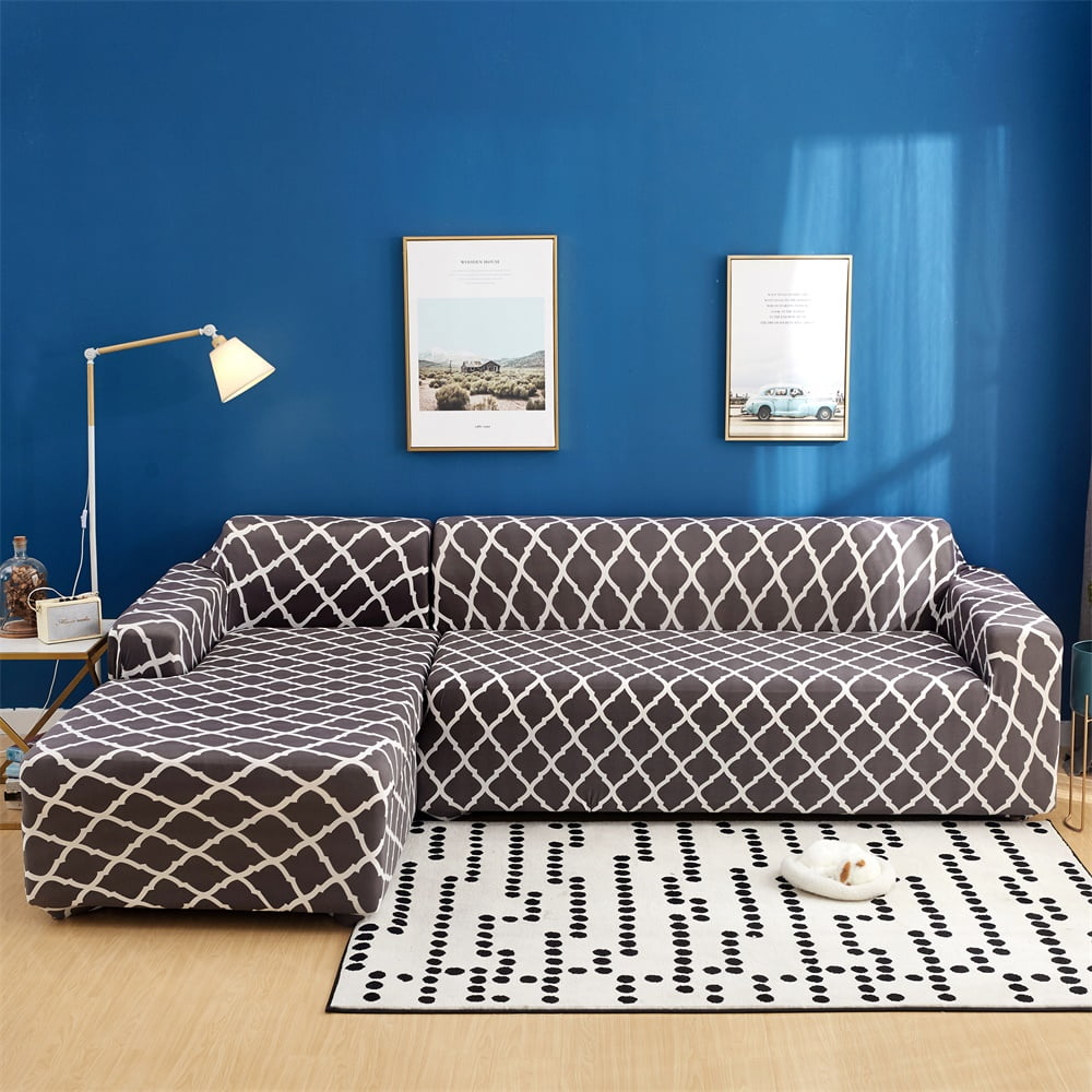 Details about   Sofa Covers L Shape 2pcs Polyester Fabric Stretch Slipcovers for Sectional sofa 