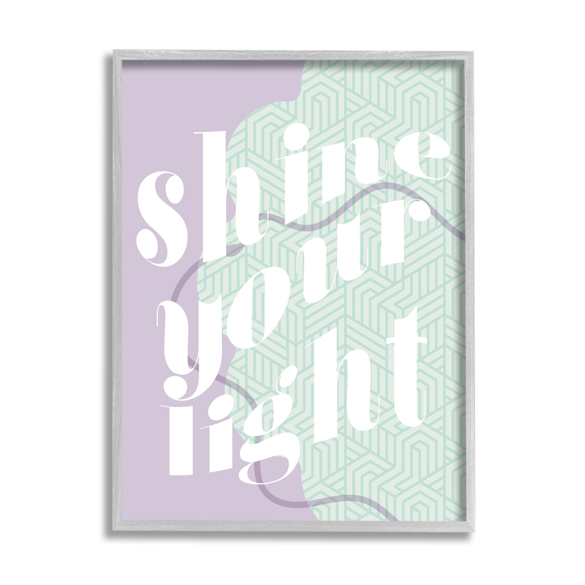 Stupell Industries Shine Your Light Purple & Green Religious Painting Gray Framed Art Print Wall Art