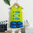 thumbnail image 6 of Rggeeun Baby Boys Set Cartoon Printed Summer Clothes Breathable Sleeveless Crew Neck Vest Shorts For Kids Casual Playwear Sporty Loungewear Elastic Waist Classic Outfit Sets,Green,9-12 Months, 6 of 8