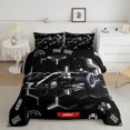 thumbnail image 2 of YST Black Race Car Comforter Set Full Neon Honeycomb Racing Car Games Bedding Set For Kids Boys Teen,Racing Helmet Wheel Checkered Flag Bed Comforter Set Soft Lightweight Reversible, 2 of 6