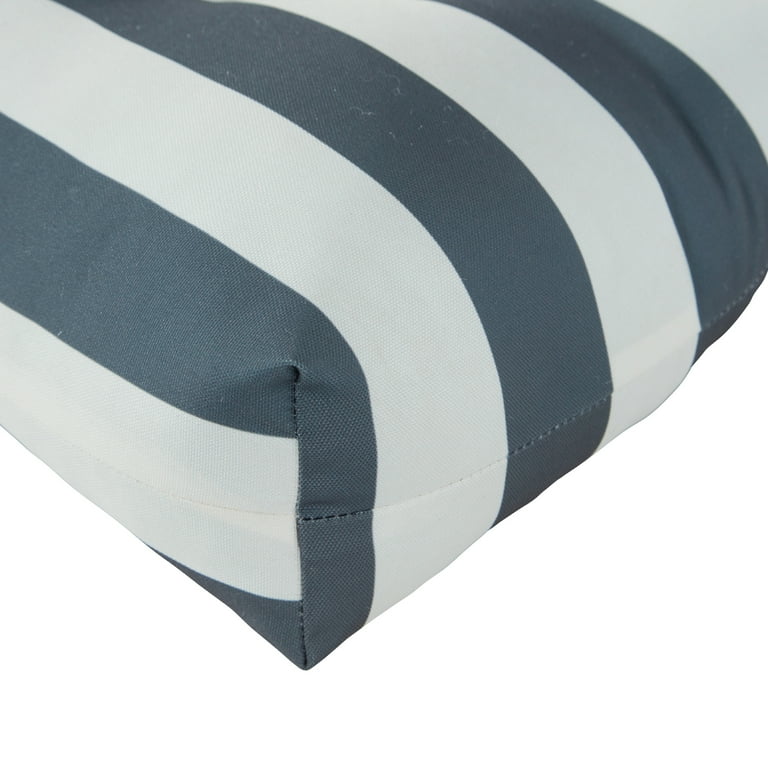 Canopy Stripe Gray 42 x 21 in. Outdoor Tufted Chair Cushion set of 2 by Greendale Home Fashions