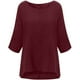 thumbnail image 1 of Blusa FITOOM de algodón con mangas 3/4 y remangadas, talla grande, para mujer, color vino XXXL, 1 of 3