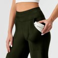 thumbnail image 6 of Odbmxy Straight-Leg Yoga Pants for Women Plus Size High Rise Woman's Pants Green Slim Pockets Plain Elastic Long Fitness Pants,L, 6 of 9