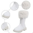 thumbnail image 6 of Girls Snow Boots Fold Over Fuzzy Fluffy Round Toe Lug Sole Zipper Winter Mid Calf Riding Booties, 6 of 6