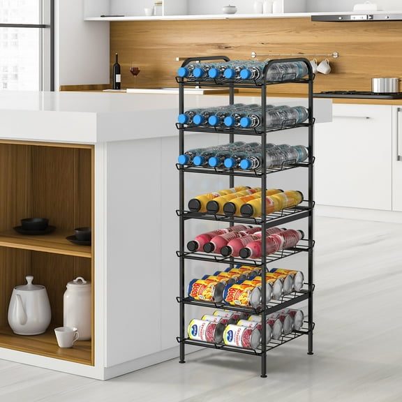 Black 7-Layer Bottle Organizer Stand Water Bottle Rack
