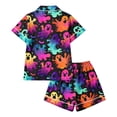 thumbnail image 5 of Xdegoge Women'S Colorful Neon Ghost Pajama Sets Short Sleeve Button Front Sleepwear Cute Halloween Casual Comfy Loungewear 2 Piece Matching Pjs Set with Shorts, 5 of 6