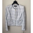 thumbnail image 1 of Karl Lagerfeld Paris Woman's Tweed Fringe Suit Jacket Blazer In Blue Size 10, 1 of 8