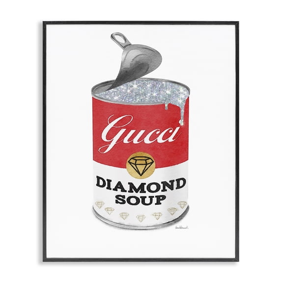Stupell Industries Eclectic Glam Pop Red Soup Can Open Lid Fashion Black Framed Giclee Art, 11 x 14, by Amanda Greenwood