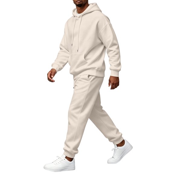 Men's 2 Piece Hoodie Set Pullover Sweatshirt and Jogger Pants, Relaxed Casual Fall Athleisure Outfit with Kangaroo Pocket Matching Sweatsuit, M