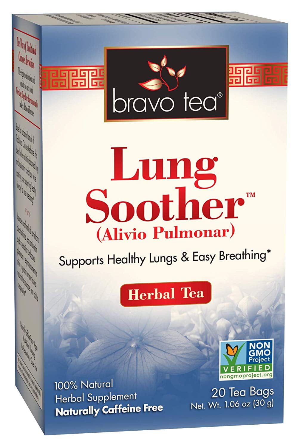 Bravo Tea Lung Soother Caffeine Free Herbal Tea ,Tea Bags, 20 Count ,1 Pack