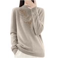 thumbnail image 2 of Aueoeo Long Sweaters For Women, Pullover Sweaters For Women Solid Color Rhinestone Half High Neck Knitted Base Sweater Sweater Sweater Weather, 2 of 4