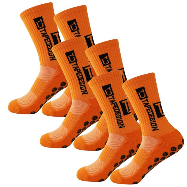Medias Largas antideslizantes SpotOrange 3Pares Naranja 6-12.5US TapeDesign Calcetines Tubo Medio Algodón.