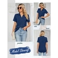 thumbnail image 7 of ZXSXSY Women Lapel Collar Short Sleeve Solid Color T-Shirt with Pocket, 7 of 7