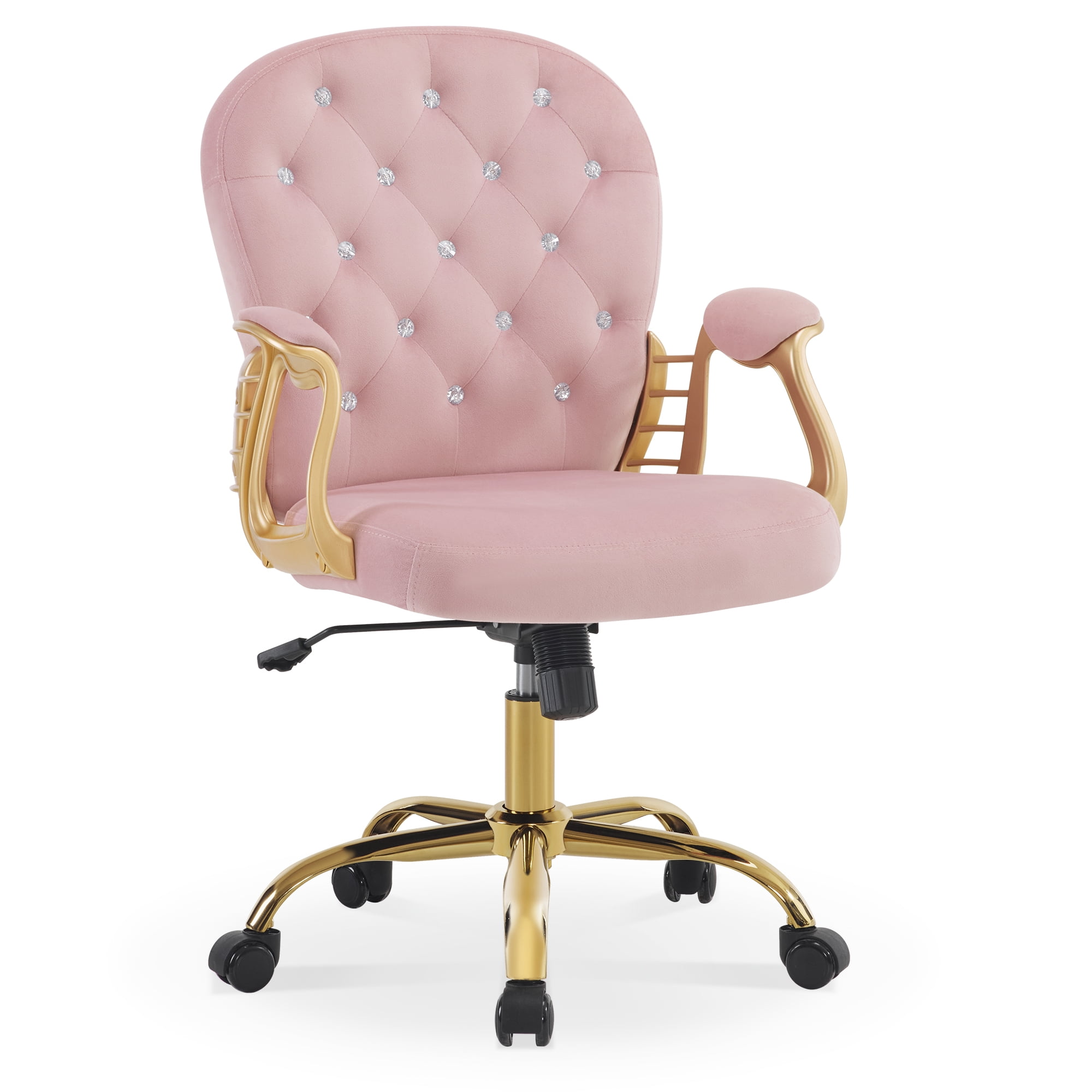 BarberPub Ergonomic Office Chair with Lumbar Support and Wheels, Height Adjustable Swivel Office Chair