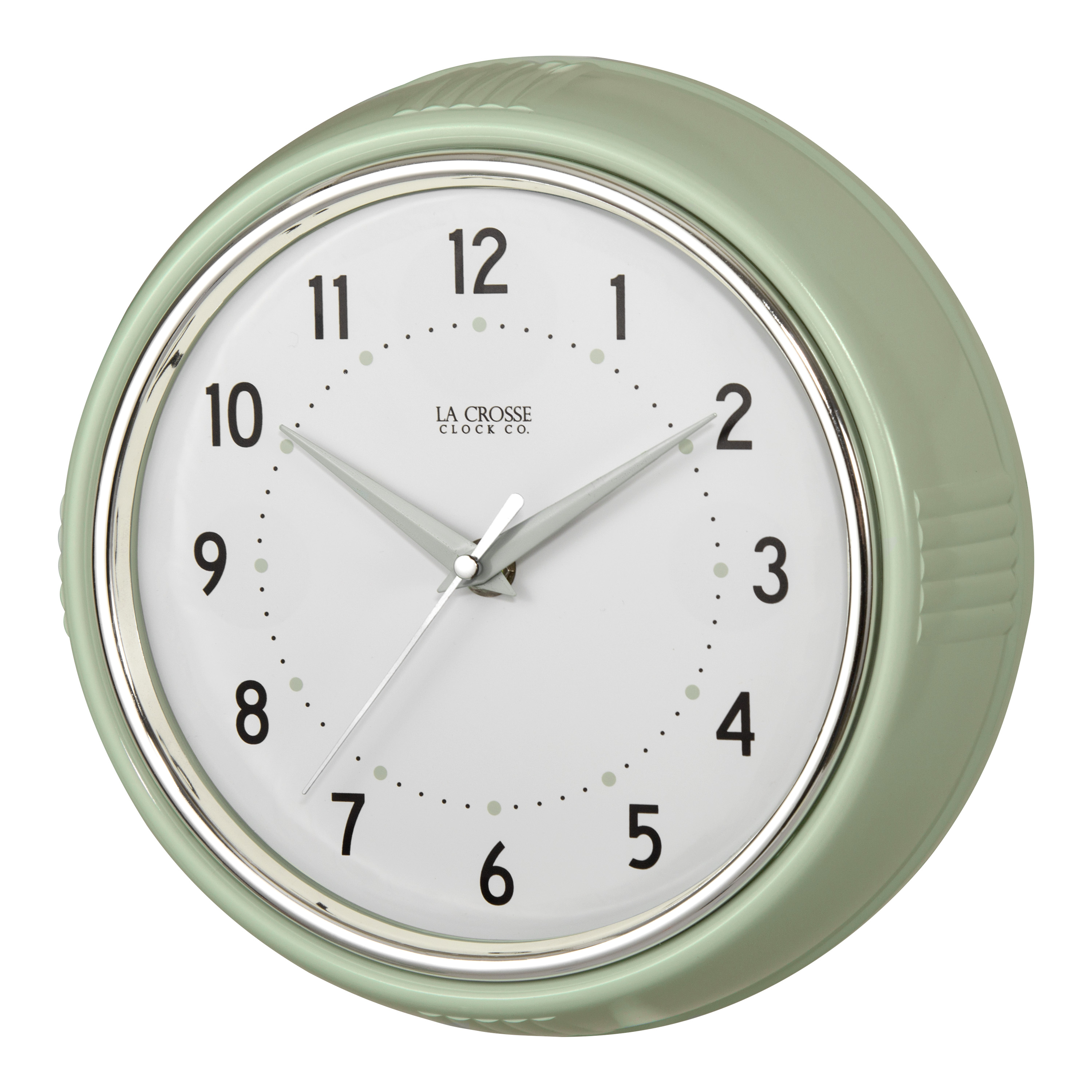 La Crosse Clock 9.5" Retro Diner Pistachio Green Quartz Analog Wall Clock, 404-3024PH - image 3 of 5