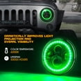 thumbnail image 2 of Xprite 7" LED Halo Projector Headlights for 1997-2018 Jeep Wrangler TJ JK - Green, 2 of 8