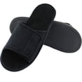 thumbnail image 1 of Magtoe House Slippers for Men Open Toe Slippers - Mens Adjustable Closure Strap Slippers Home Indoor Slides Slippers Shoes Memory Foam Summer Micro Suede Slippers, Black, Small(7-8), 1 of 4