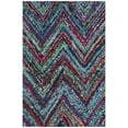thumbnail image 2 of SAFAVIEH Nantucket Akilah Zigzag Stipes Cotton Area Rug, Blue/Multi, 4' x 4' Round, 2 of 10
