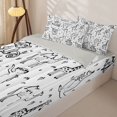 thumbnail image 3 of Castle Fairy Cute Safari Animal Zipper Twin Comforter Sets with Fitted Sheet and 2 Pillowcases for Boys,Giraffe Monkey Sloth Camel Silhouette Zipper Bedding Set,Black White,Grey Reversible,4-Piece, 3 of 6