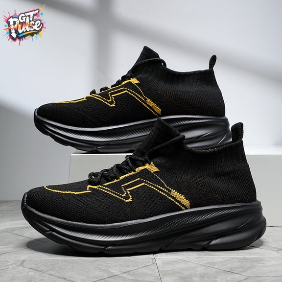 Men's Slip-On Sock Shoes - Elastic Low-Top Sneakers with Cushioned PU Sole & Lining, All-Day Comfort for, Gym, Casual Wear - Lightweight Walking Shoes, No Lace