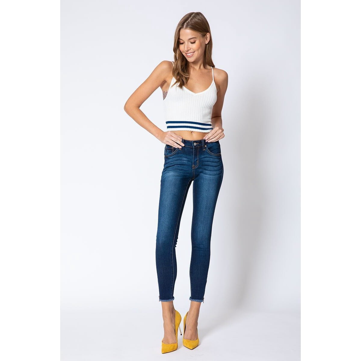 Kancan Women's Fringed Bottom Hem 