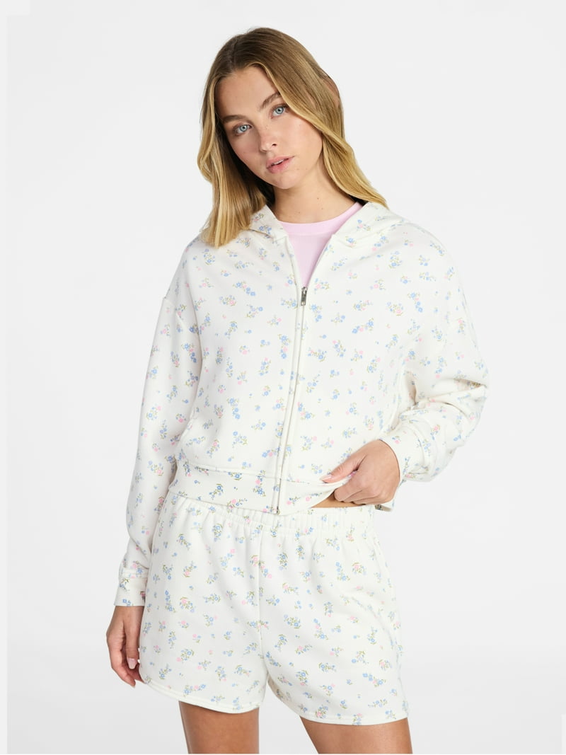 No Boundaries Boxy Zip-Up Hoodie, Women's XXS-XXL - Walmart.com
