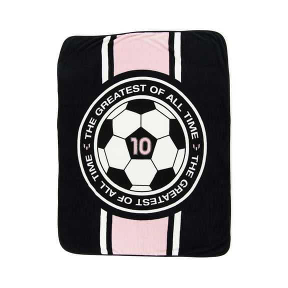 Messi 46" x 60" Coral Fleece Throw, Polyester, Pink & Black, Messi