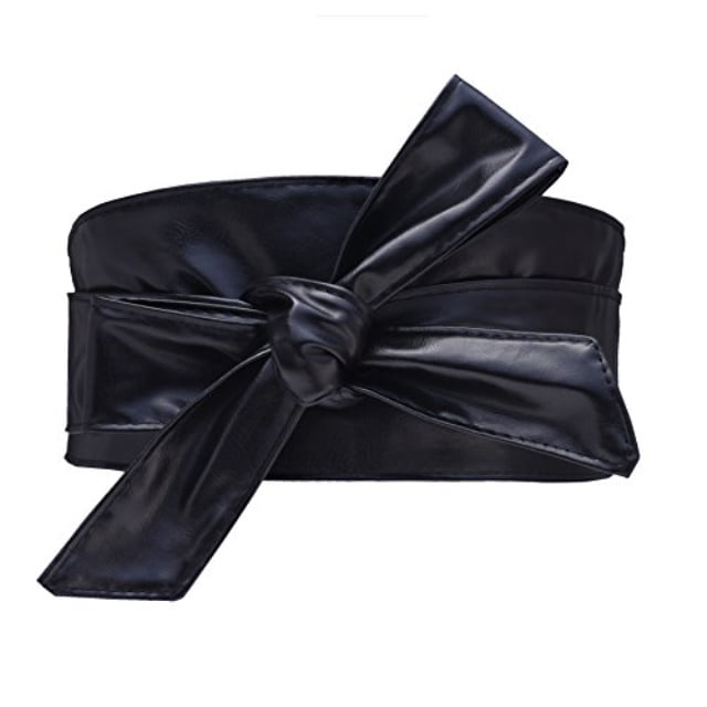 Women PU Leather Soft Self Tie Bowknot Band Wrap Around Sash Obi Chic Style Belt 
