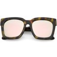 thumbnail image 1 of Bold Horn Rimmed Sunglasses Thick Arms Colored Mirror Square Lens 58mm (Tortoise / Pink Mirror ), 1 of 4