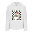 thumbnail image 4 of Women Fleece Christmas Hoodies Trendy Long Sleeve Fluffy Ultra Soft Xmas Santa Graphic Plaid Sweatshirt with Pocket, 4 of 4