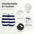 thumbnail image 5 of Running Shorts for Women, Navy Blue And White Stripes Workout Athletic Shorts with Pockets, Lounge Yoga Shorts Women, 5 of 7