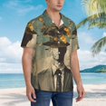 thumbnail image 3 of Fuzoiu Surreal Floral Mindscape Print Hawaiian Shirt for Men, Summer Beach Casual Short Sleeve Button Down Shirts, Men’s Beach Summer Shirts with Pocket,X-Large, 3 of 7