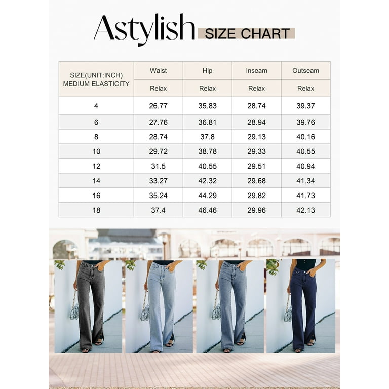 Astylish Mid Rise Jeans for Women Distressed Straight Leg Jeans