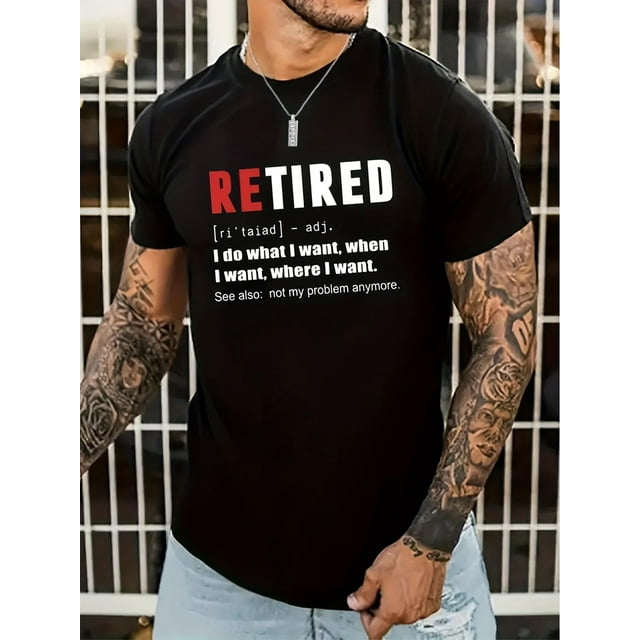 T-shirts Graphiques à Col Rond 'Retirés', T-shirts Décontractés, Manches Courtes Confortables, Vêtements d'Été pour Hommes