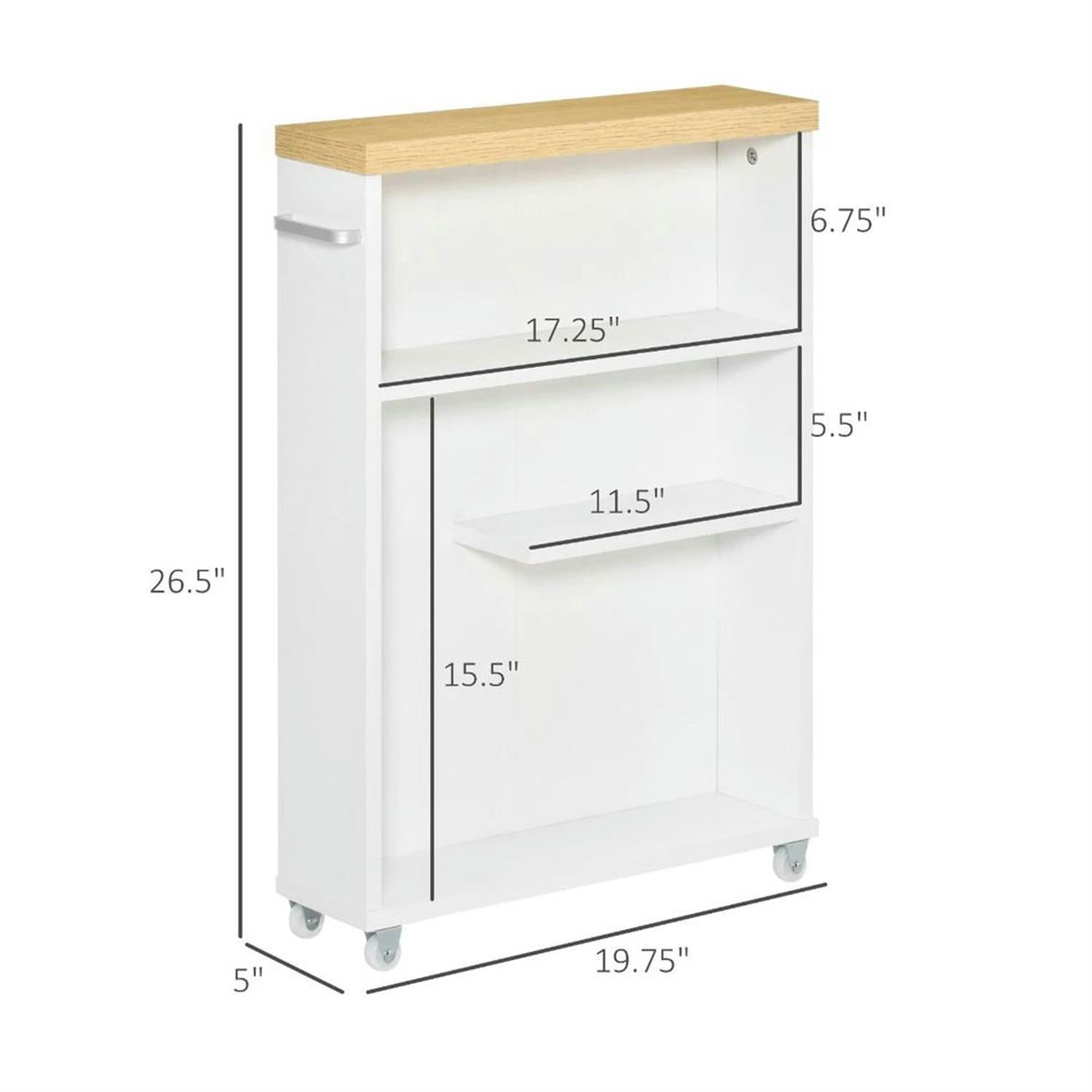 Demi Bonn 26" Rolling Narrow Bathroom Side Storage Cabinet with 4 Rolling Wheels and Shelves, Bathroom Storage Cabinet for Small Spaces, White