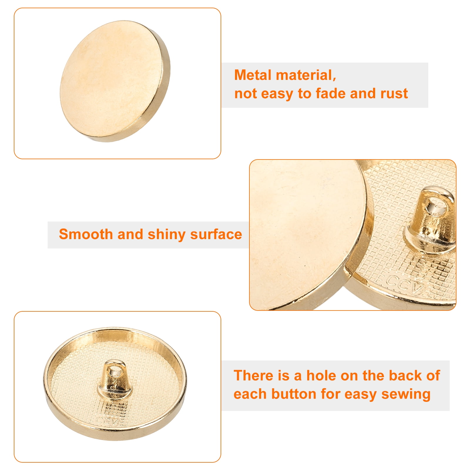 50pcs 44L Metal Round Flat Sewing Buttons 28mm Alloy Shank Craft Replacement Button for Men Women Suit Woolen Coat Shirt Trousers Sewing Crafts, Rose Gold