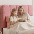 thumbnail image 6 of Funslane Twin Bed Frame, Boucle Upholstered Platform Bed with Wave Headboard, Easy Assembly, No Box Spring Needed, Pink, 6 of 7