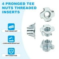 thumbnail image 4 of 3/8" x 1/2" T-Nuts, 50 Pcs 4 Pronged Tee Nuts Threaded Inserts for Wood Working Rock Climbing Holds Furniture Cabinetry, Blue, 4 of 7