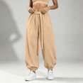 thumbnail image 5 of cocolona Womens Casual Loose High Waist Harem Pants Solid Color Elastic Waist Drawstring Travel Yoga Pants, 5 of 5