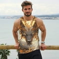 thumbnail image 6 of Cauagu Golden Horned White Dragon Print Men's Sleeveless Muscle Shirts,Tank Tops Quick Dry Workout Tank Top Gym Muscle Tee Fitness Bodybuilding T Shirt for Men-X-Large, 6 of 7