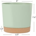 thumbnail image 3 of Xilong 8" x 8" x 7" Round Green & White Plastic Planters with Drainage Holes & Saucers (2 Count), 3 of 5
