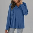 thumbnail image 3 of Lightweight Hoodies for Women Trendy Drawstring Buttons Hooded Pullover Sweatshirts Loose Casual Fall Tops (2XL, Navy), 3 of 7