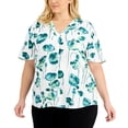 thumbnail image 2 of Alfani Womens Plus Printed Split Neck Pullover Top, 2 of 3